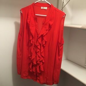 Red Ruffle Blouse